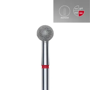 Punta fresa cuticole, forma sfera grande rossa, in diamante FA01R050 Staleks