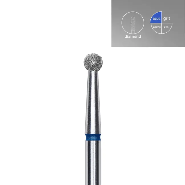 Punta fresa cuticole, forma sfera piccola blu, in diamante FA01B027 Staleks