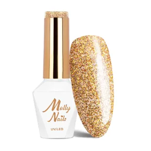 208 Mollynails Colore smalto semipermanente Polish Soakoff Glitter SENSUAL Mollylac 8gr
