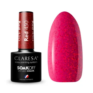 RED 430 Semipermanente Polish soakoff glitter rosso Claresa 5 gr