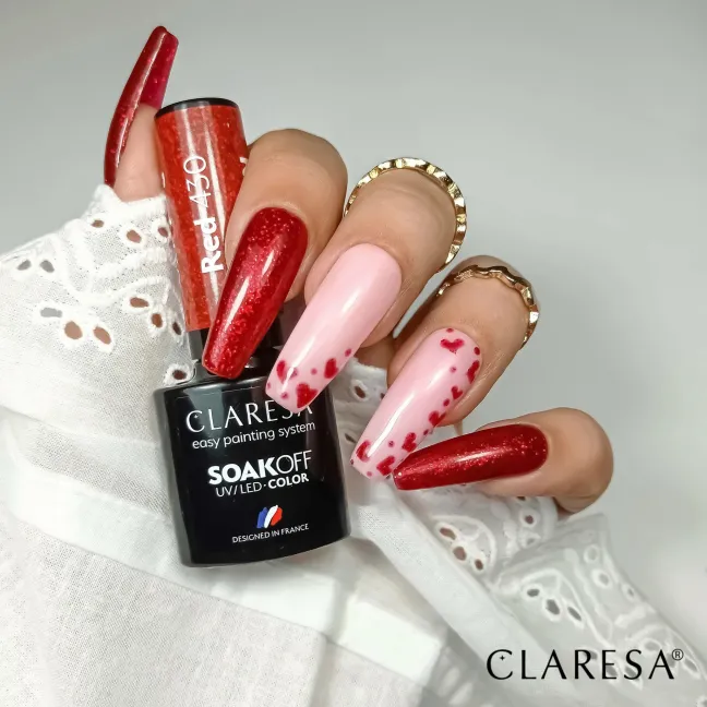 RED 430 Semipermanente Polish soakoff glitter rosso Claresa 5 gr
