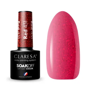RED 431 Semipermanente Polish soakoff glitter rosso Claresa 5 gr