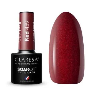 RED 439 Semipermanente Polish soakoff glitter rosso Claresa 5 gr