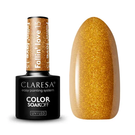 FALLIN LOVE 13 Semipermanente Polish soakoff oro glitter Claresa 5 gr