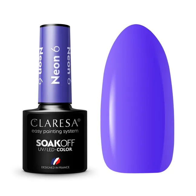 NEON 6 Semipermanente Polish soakoff fluo Claresa 5 gr