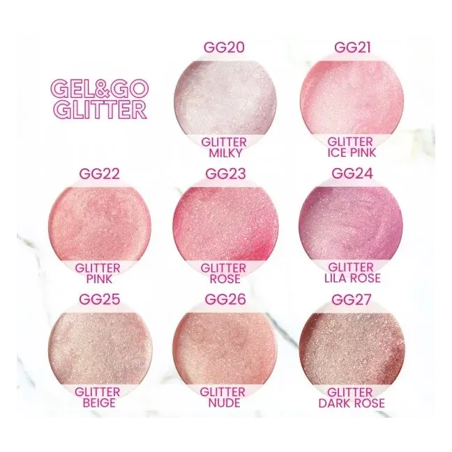 Gel costruttore GEL&GO GLITTER DARK ROSE Makear 50 gr, unghie Makear, GEL COSTRUTTORI unghie.