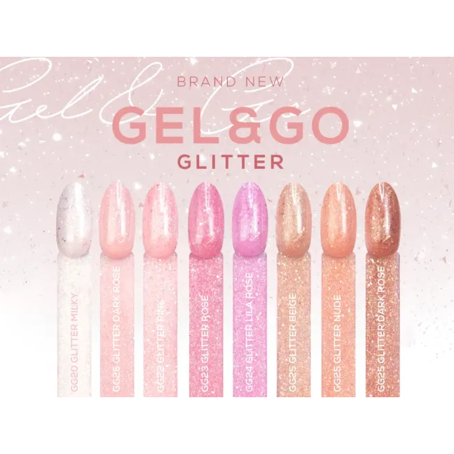 Gel costruttore GEL&GO GLITTER DARK ROSE Makear 50 gr, unghie Makear, GEL COSTRUTTORI unghie.