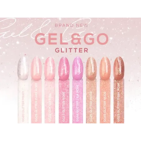 Gel costruttore GEL&GO GLITTER DARK ROSE Makear 50 gr, unghie Makear, GEL COSTRUTTORI unghie.