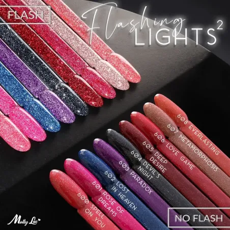604 Mollynails Colore Smalto semipermanente Flash Soakoff FLASHING LIGHTS 2 8gr