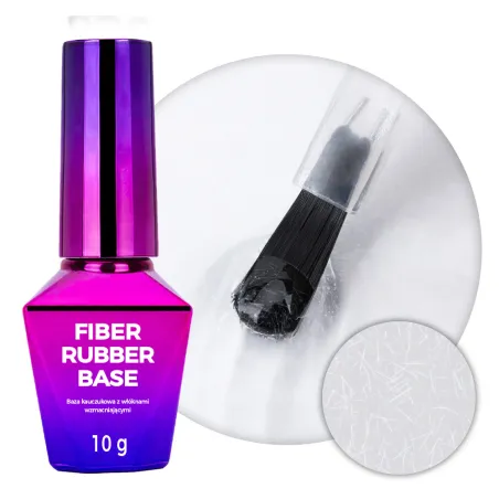 RUBBER FIBER CLEAR Mollynails  10gr - Base ibrida con fibre di nylon Allepaznokcie