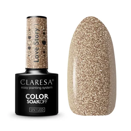 LOVE STORY 1 Semipermanente Polish oro glitter Claresa 5 gr