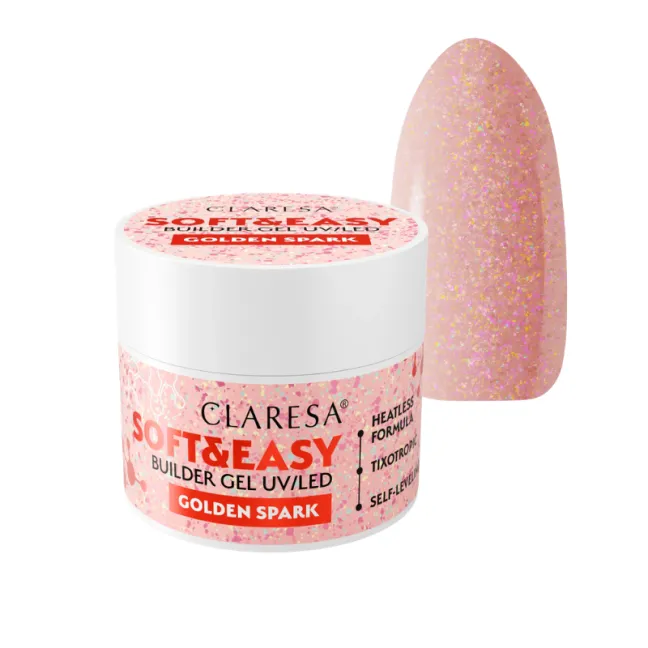 Soft & Easy GOLDEN SPARK 45gr Builder Gel costruttore bianco glitterClaresa
