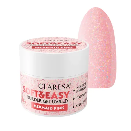 Soft & Easy MERMAID PINK 45gr Builder Gel costruttore rosa glitter Claresa