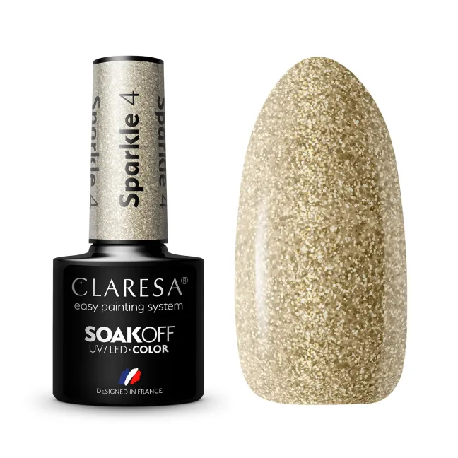 SPARKLE 4 Semipermanente soakoff glitter Polish Claresa 5 gr