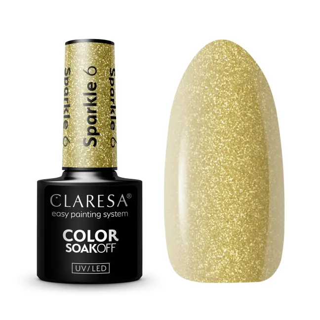 SPARKLE 6 Semipermanente soakoff glitter Polish Claresa 5 gr