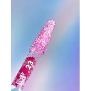 BASE COVER 23 YouAreCute 5ml - Base soak-off paillette stelline rosa 2