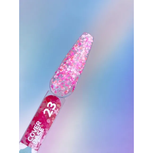 BASE COVER 23 YouAreCute 5ml - Base soak-off paillette stelline rosa