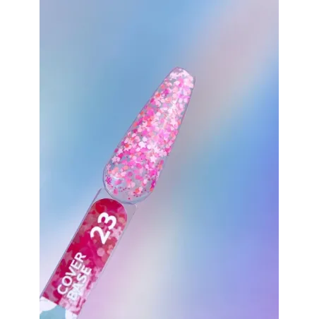 BASE COVER 23 YouAreCute 5ml - Base soak-off paillette stelline rosa