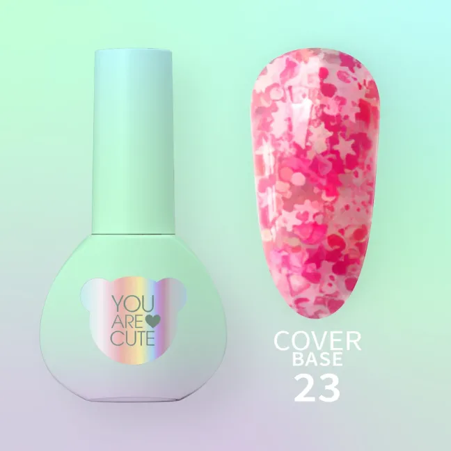 BASE COVER 23 YouAreCute 5ml - Base soak-off paillette stelline rosa