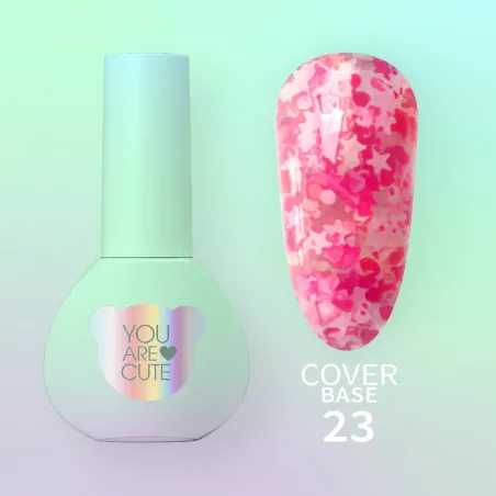 BASE COVER 23 YouAreCute 5ml - Base soak-off paillette stelline rosa