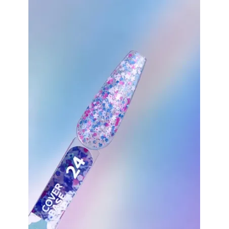 BASE COVER 24 YouAreCute 5ml - Base soak-off paillette stelline blu