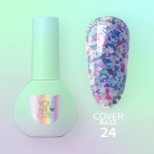 BASE COVER 24 YouAreCute 5ml - Base soak-off paillette stelline blu
