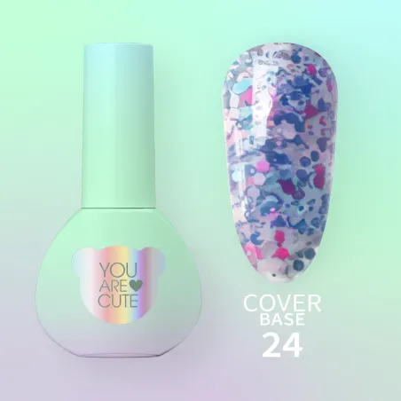 BASE COVER 24 YouAreCute 5ml - Base soak-off paillette stelline blu
