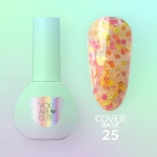 BASE COVER 25 YouAreCute 5ml - Base soak-off paillette stelline gialle