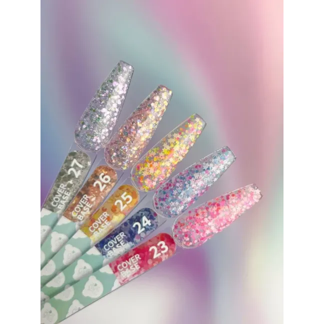 BASE COVER 27 YouAreCute 5ml - Base soak-off paillette argento cangiante