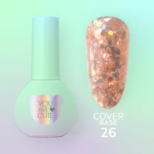 BASE COVER 26 YouAreCute 5ml - Base soak-off paillette oro