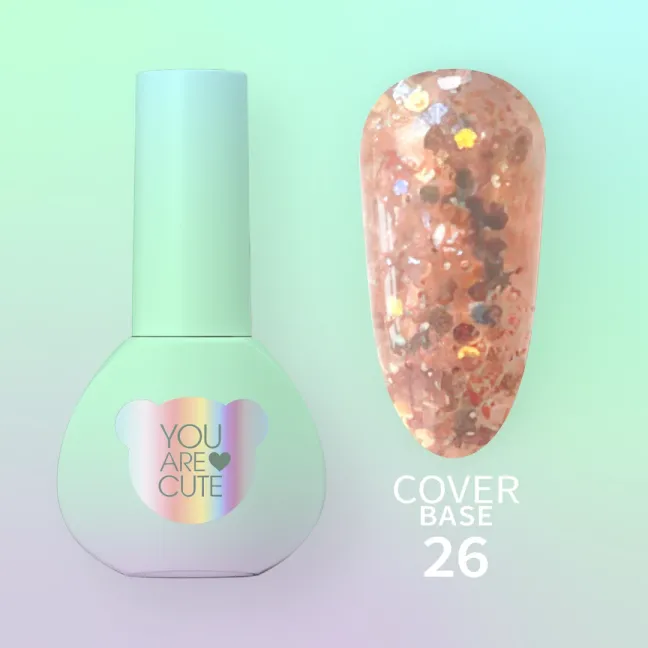BASE COVER 26 YouAreCute 5ml - Base soak-off paillette oro