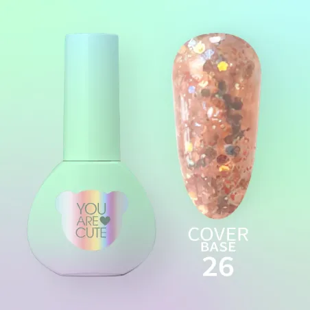 BASE COVER 26 YouAreCute 5ml - Base soak-off paillette oro