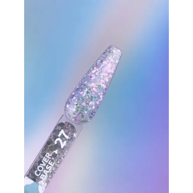 BASE COVER 27 YouAreCute 5ml - Base soak-off paillette argento cangiante