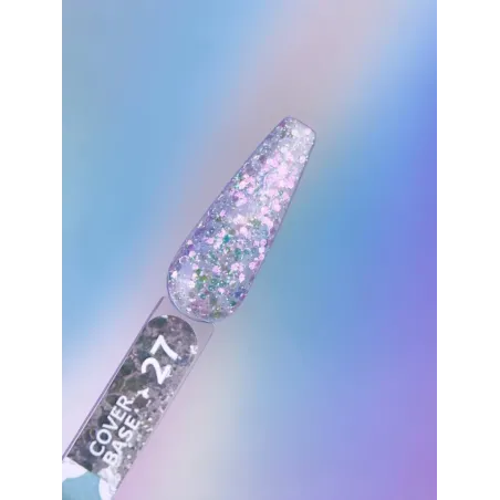 BASE COVER 27 YouAreCute 5ml - Base soak-off paillette argento cangiante