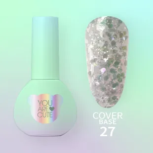 BASE COVER 27 YouAreCute 5ml - Base soak-off paillette argento cangiante