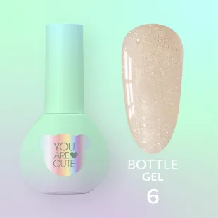 BOTTLE GEL 6 YouAreCute 5ml – Acrygel liquido champagne glitter builder per Rinforzo e allungamento