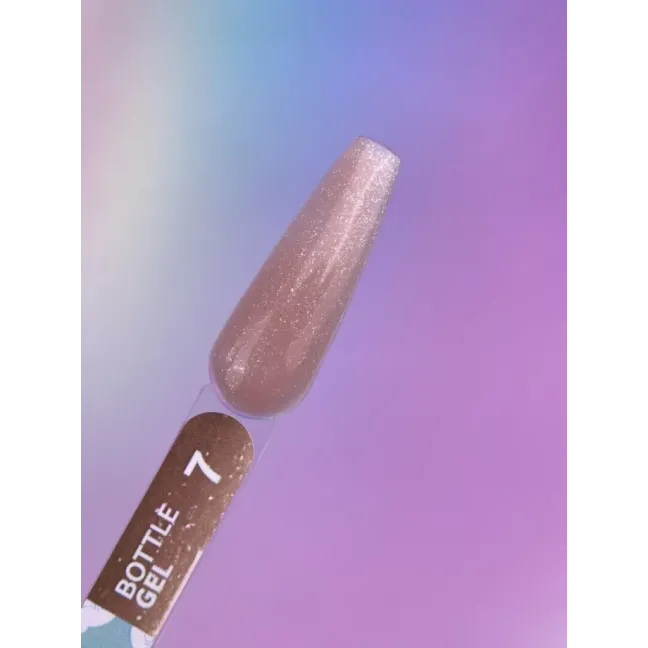 BOTTLE GEL 7 YouAreCute 5ml – Acrygel liquido beige glitter builder per Rinforzo e allungamento