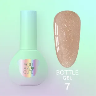 BOTTLE GEL 7 YouAreCute 5ml – Acrygel liquido beige glitter builder per Rinforzo e allungamento