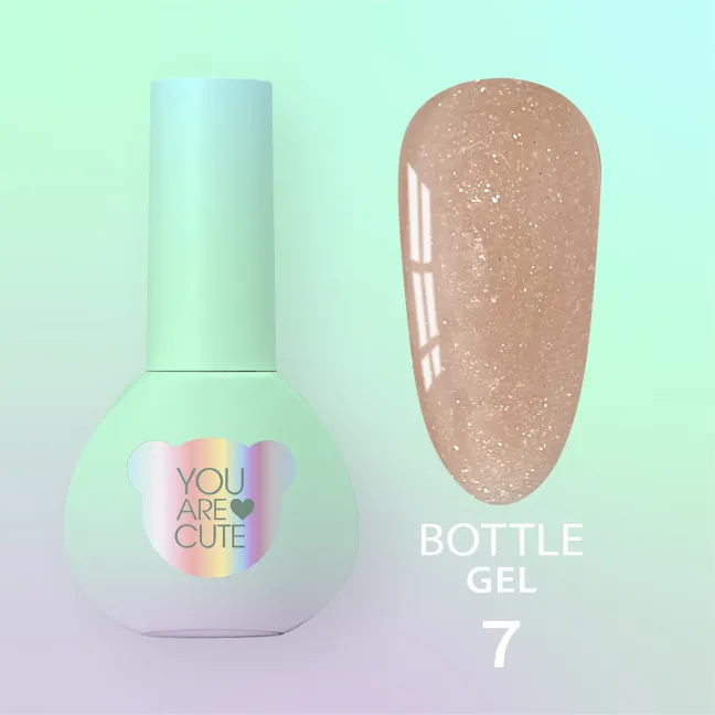 BOTTLE GEL 7 YouAreCute 5ml – Acrygel liquido beige glitter builder per Rinforzo e allungamento
