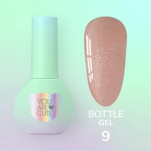 BOTTLE GEL 9 YouAreCute 5ml – Acrygel liquido beige glitter builder per Rinforzo e allungamento