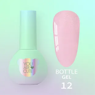 BOTTLE GEL 12 YouAreCute 5ml – Acrygel liquido rosa glitter builder per Rinforzo e allungamento
