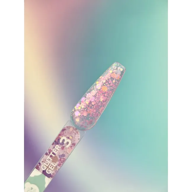GLITTER GEL 3 YouAreCute 5ml – Gel decorativo rosa glitter per nailart