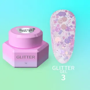 GLITTER GEL 3 YouAreCute 5ml – Gel decorativo rosa glitter per nailart