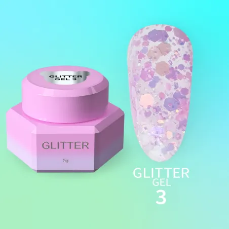 GLITTER GEL 3 YouAreCute 5ml – Gel decorativo rosa glitter per nailart