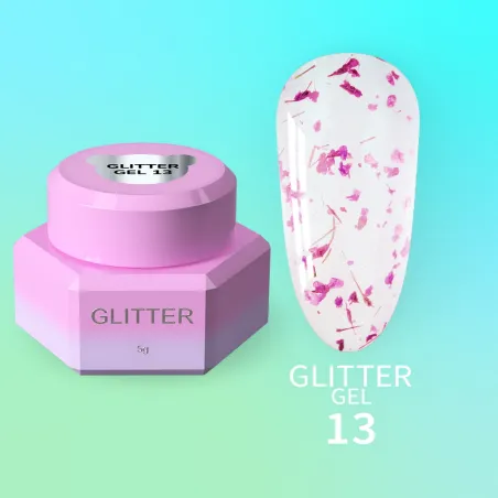 GLITTER GEL 13 YouAreCute 5ml – Gel decorativo fiori viola per nailart