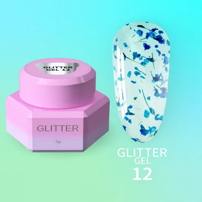 GLITTER GEL 12 YouAreCute 5ml – Gel decorativo fiori azzurri per nailart