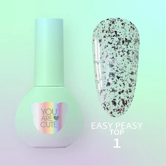 TOP EASY PEASY 1 Youarecute 5ml– Finish sigillante flakes argento senza dispersione