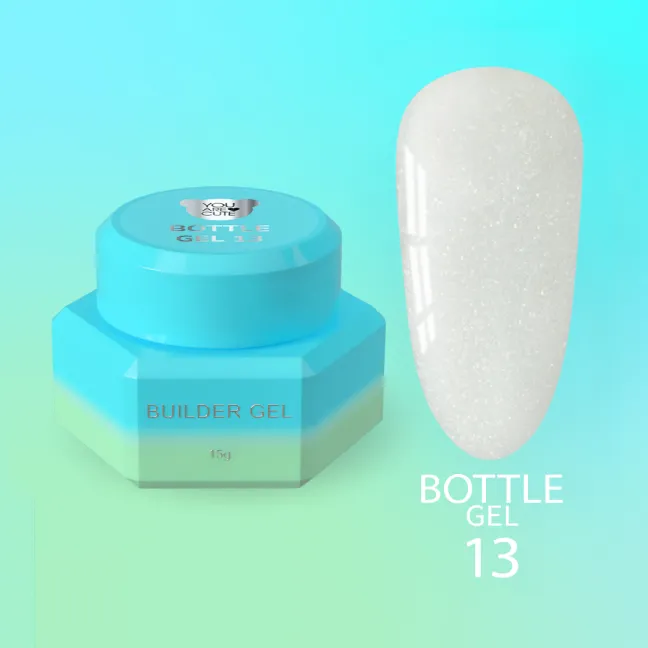 BOTTLE GEL 13 YouAreCute 15ml – Acrygel liquido grigio glitter builder per Rinforzo e allungamento