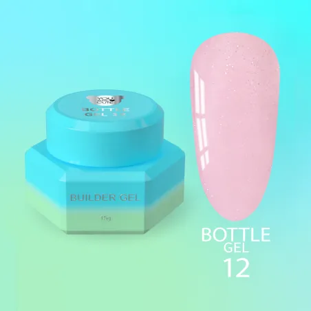 BOTTLE GEL 12 YouAreCute 15ml – Acrygel liquido rosa glitter builder per Rinforzo e allungamento