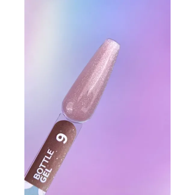 BOTTLE GEL 9 YouAreCute 15ml – Acrygel liquido beige glitter builder per Rinforzo e allungamento